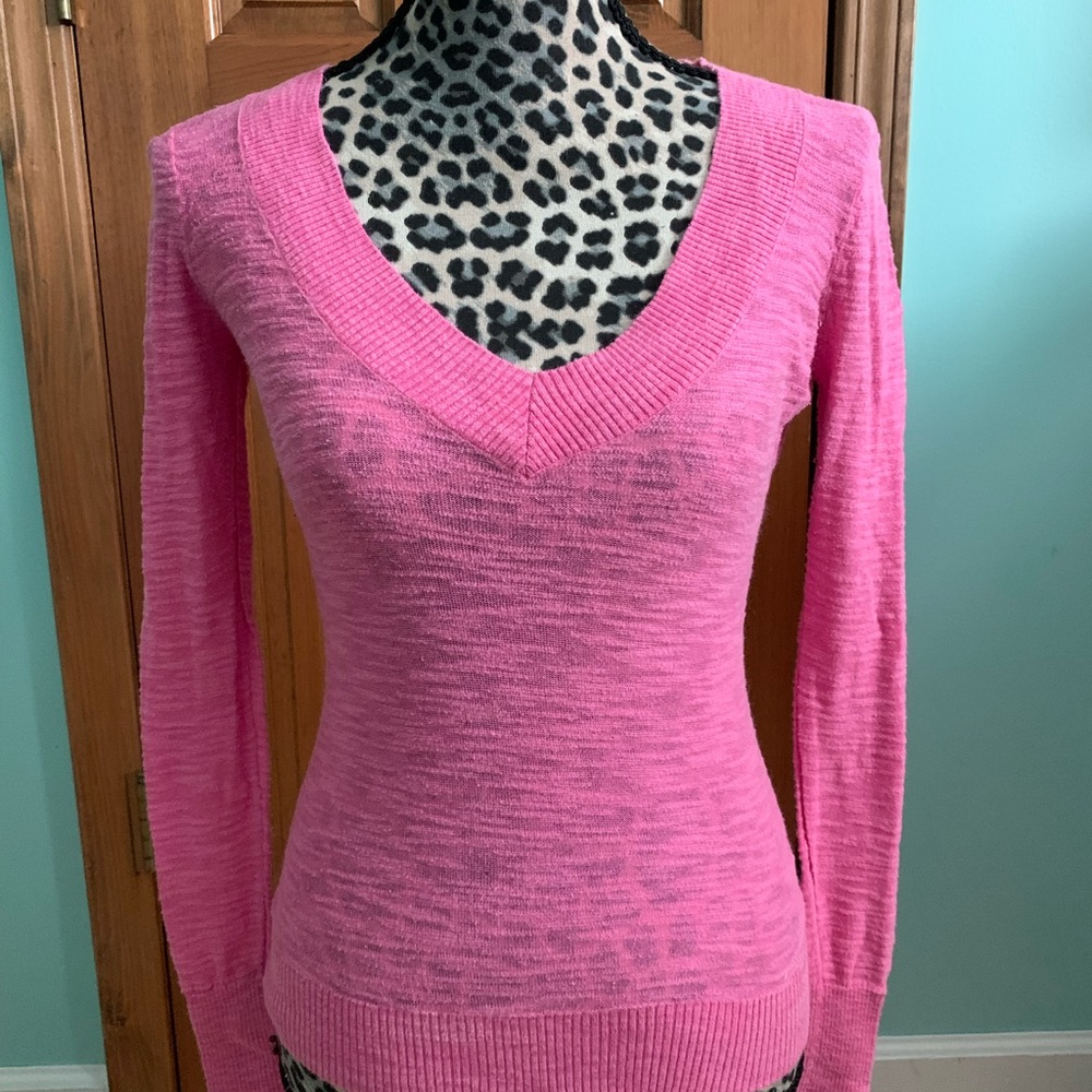 Pink Express V neck sweater
